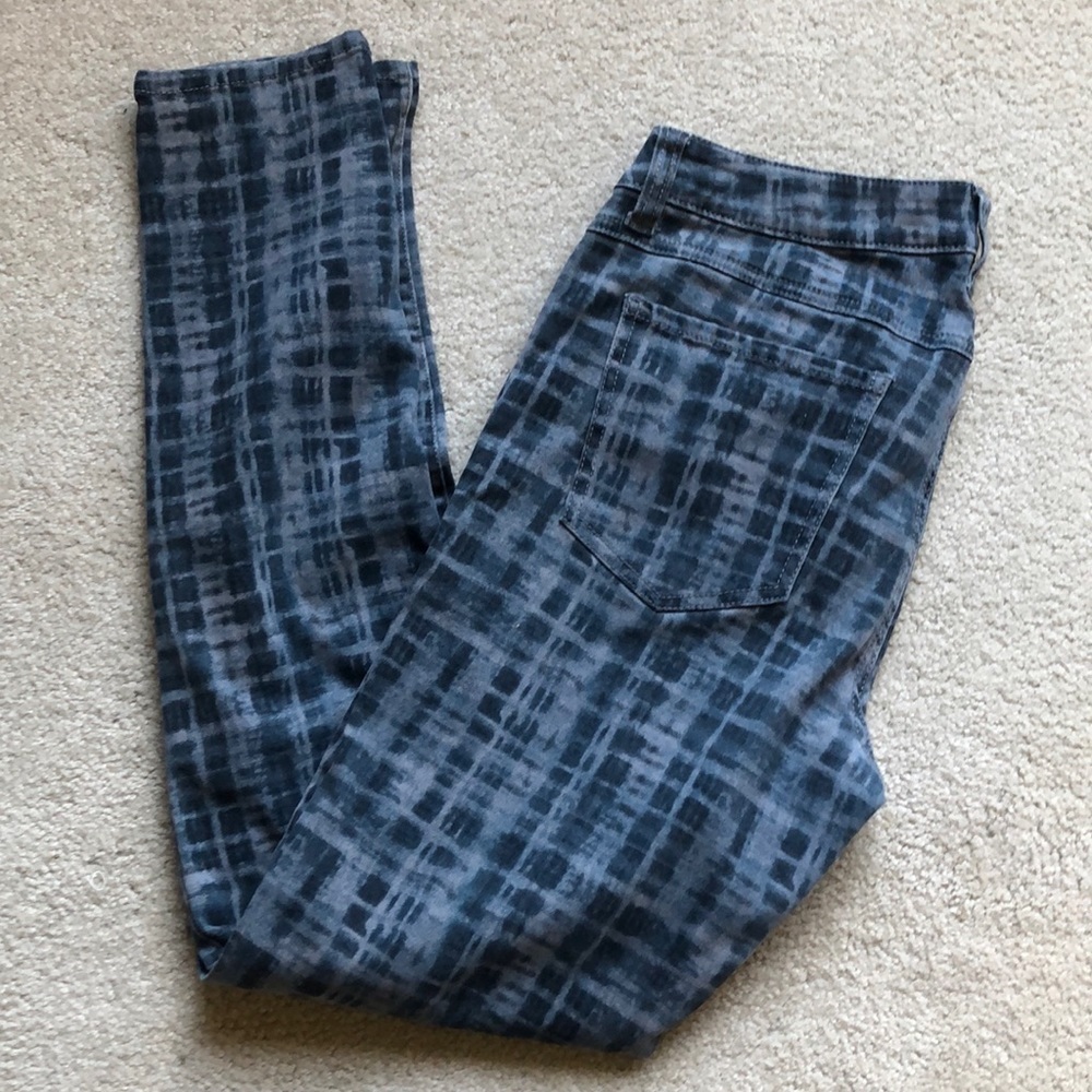 Cabi Tie Dye Grid Skinny Jeans 8